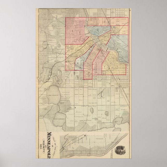 Plan of the City of Minneapolis and Vicinity Poster (Front)