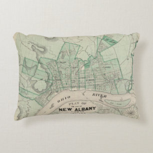 Plan of the City of New Albany, Floyd Co, Indiana Decorative Cushion