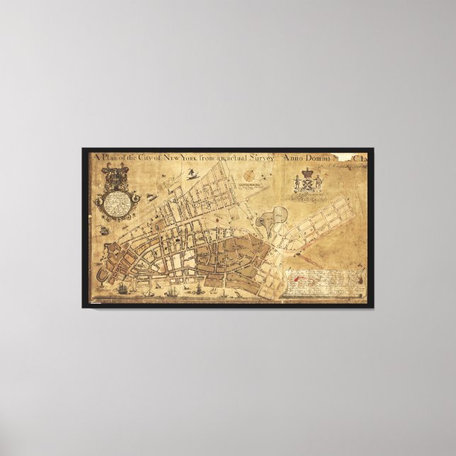 Plan of the City of New York Map (1755) Canvas Print (Front)