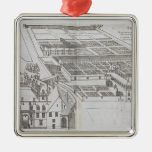 Plan of the enclosed gardens and Chateau de Gaillo Metal Tree Decoration