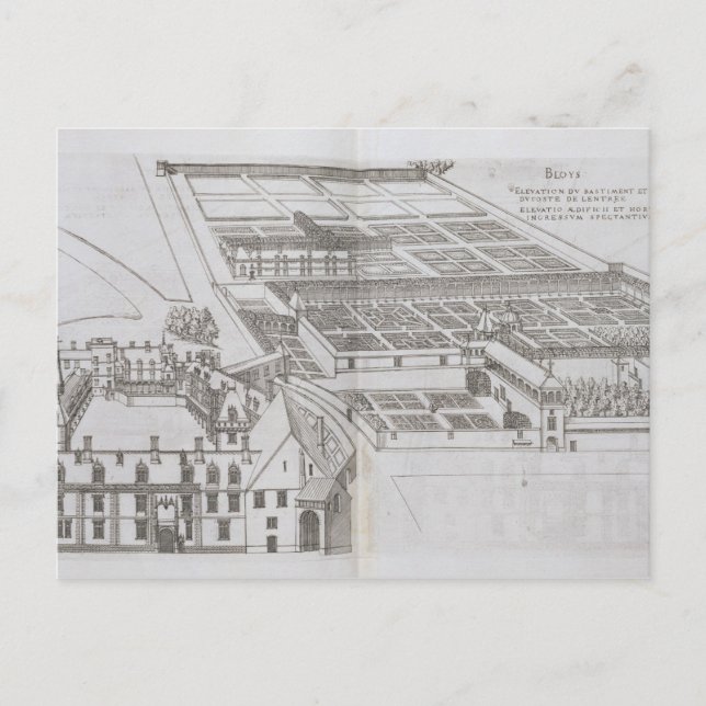 Plan of the enclosed gardens and Chateau de Gaillo Postcard (Front)