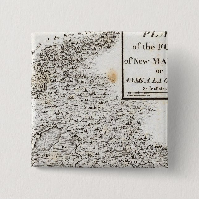 Plan of the Fort of New Madrid 15 Cm Square Badge (Front)
