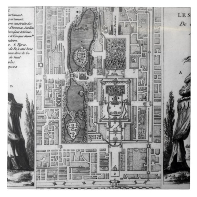 Plan of the Gardens of the Emperor of Peking, from Tile (Front)