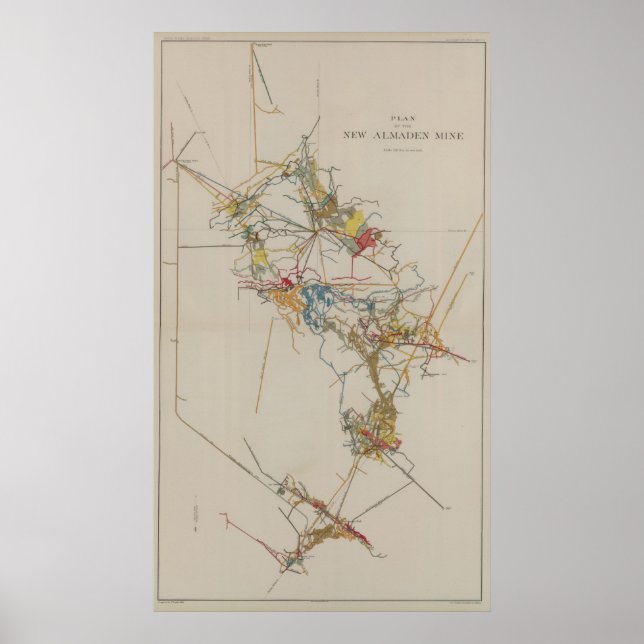 Plan of the New Almaden Mine Poster (Front)