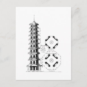 Plan of the Pagoda at Kew, from 'Jardins Anglo-Chi Postcard