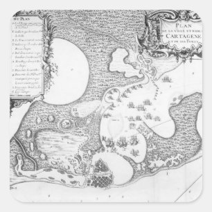 Plan of the Town and Harbour of Cartagena Square Sticker