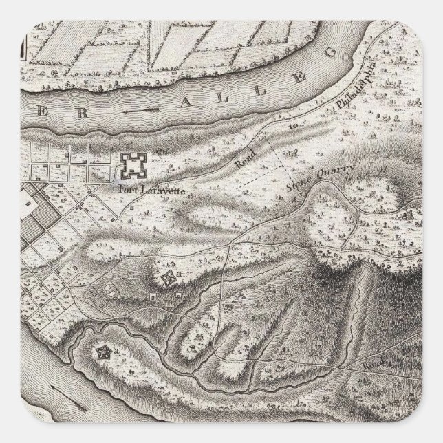 Plan of the Town of Pittsburg Square Sticker (Front)