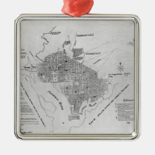 Plan of Washington D.C. Metal Tree Decoration