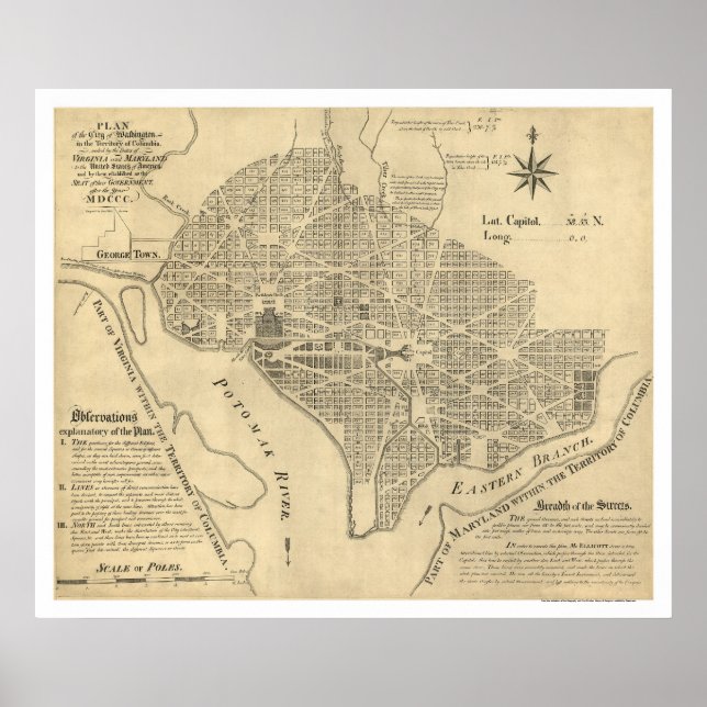 Plan of Washington DC Map 1792 Poster (Front)