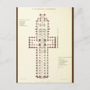 Plan of Winchester Cathedral Postcard