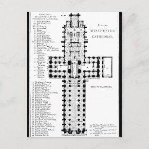 Plan of Winchester Cathedral Postcard