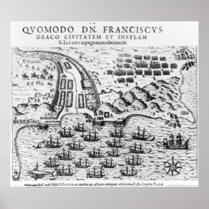 Plan Showing how Francis Drake Stormed Poster