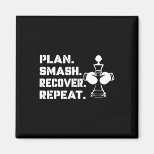 Plan. Smash. Recover. Repeat.' - Chess Boxing Magnet
