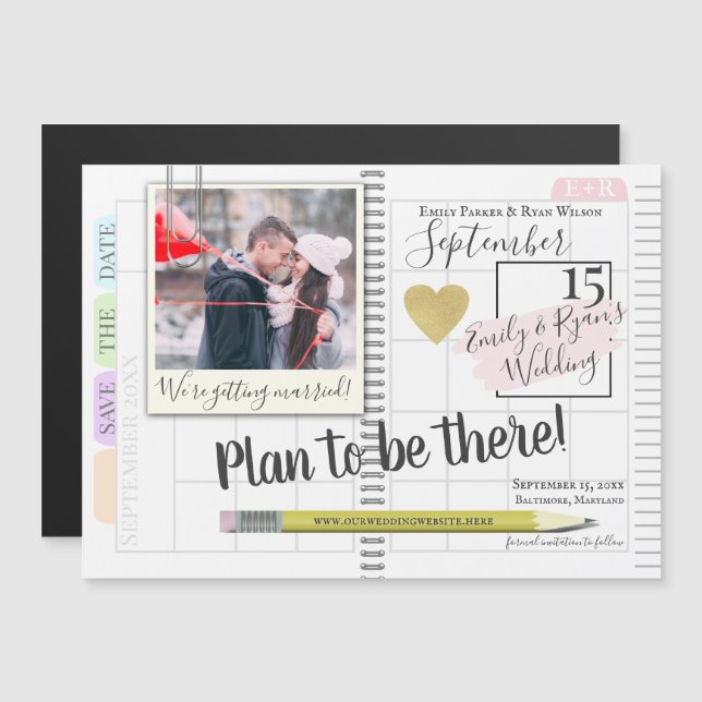 Plan to be There Planner Calendar Save the Date Magnetic Invitation (Front/Back)