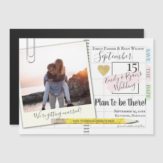 Plan To Be There Planner Save the Date Calendar Magnetic Invitation (Front/Back)