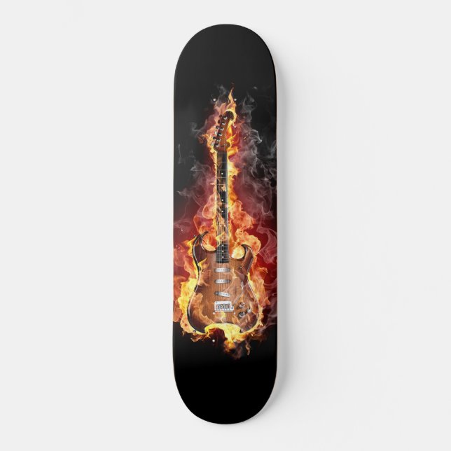 planche à roulette guitare en feu  skateboard (Front)