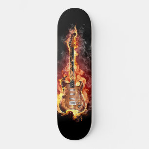 planche à roulette guitare en feu  skateboard