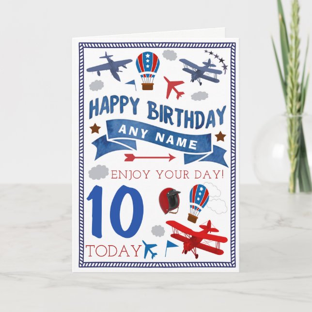 Plane Aeroplane Personalised Birthday Card (Front)