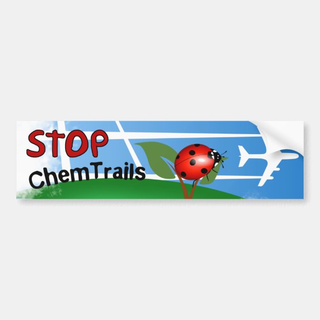 Plane Aerosol Chemtrails Lady Bug Leaf Bumper Sticker (Front)