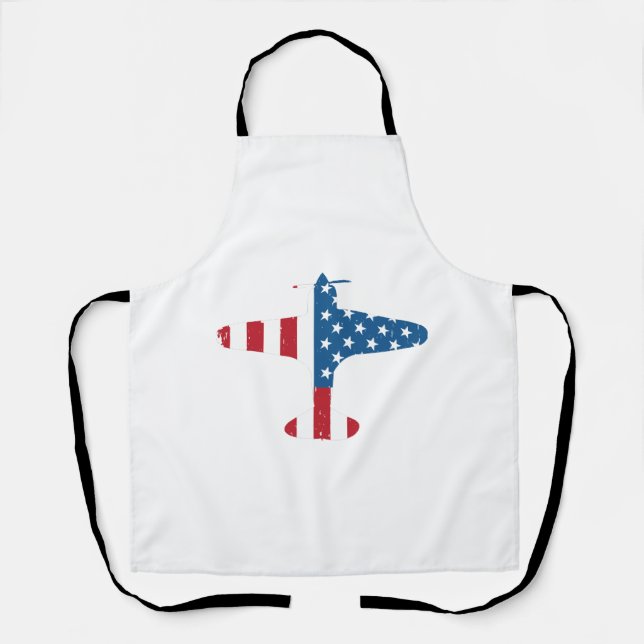 Plane Aircraft USA Flag Veteran Pilot Gift Apron (Front)