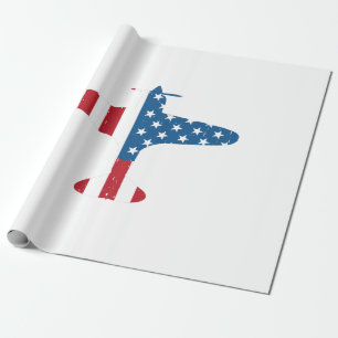 Plane Aircraft USA Flag Veteran Pilot Gift Wrapping Paper