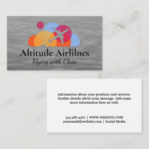 Plane and Colourful Circles Logo Clouds Business Card