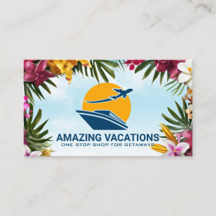 Plane and Cruise Ship Travel Vacation Business Card