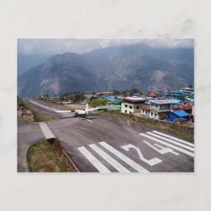 Plane at Lukla Mountain Airport Landing Strip Postcard