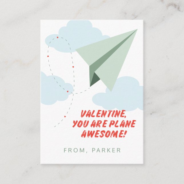 Plane Awesome Paper Aeroplane Class Valentine Card (Front)
