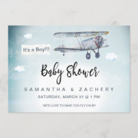 *~* Plane Banner Vintage Clouds Baby Boy Shower