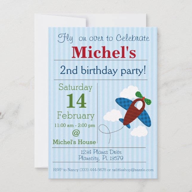 Plane Birthday invitation (Front)