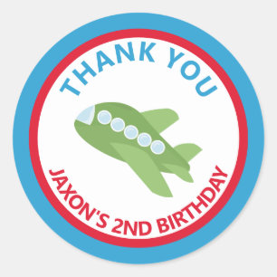 Plane Birthday Party Thank You Favor Classic Round Sticker