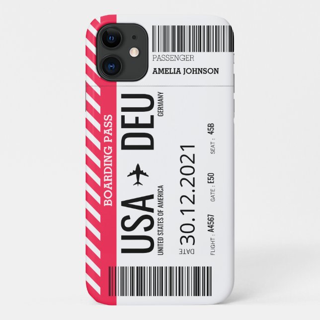 Plane Boarding Ticket (Personalise) Case-Mate iPhone Case (Back)