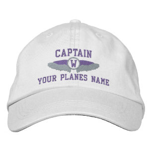 Plane Captain or pilots wings monogrammed Embroide Embroidered Hat
