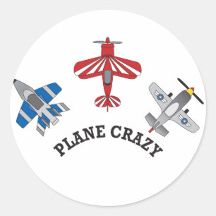 Plane Crazy Classic Round Sticker