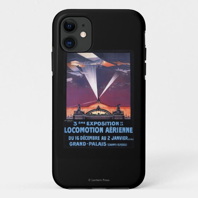 Plane Flying Over Searchlight Poster Case-Mate iPhone Case (Back)