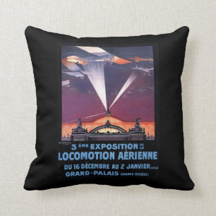 Plane Flying Over Searchlight Poster Cushion