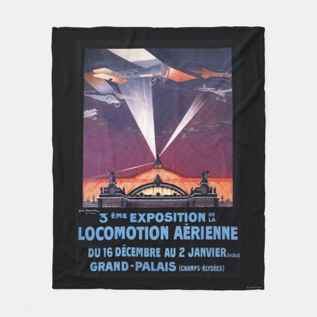 Plane Flying Over Searchlight Poster Fleece Blanket (Front)