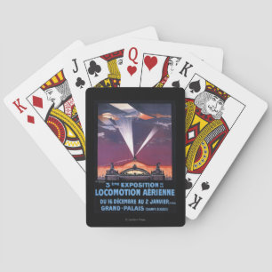 Plane Flying Over Searchlight Poster Playing Cards