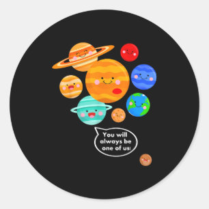 Plane Funny Cartoon Planets Never Forget Classic Round Sticker