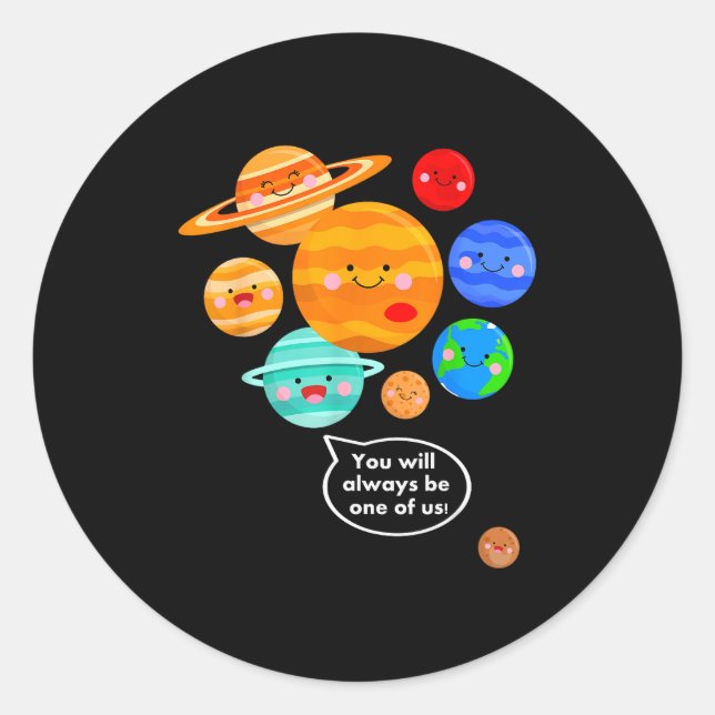 Plane Funny Cartoon Planets Never Forget  Classic Round Sticker (Front)