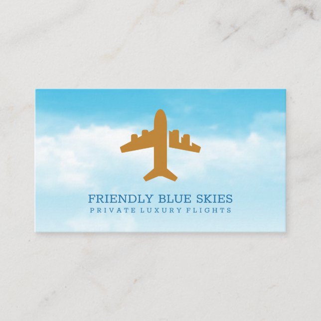 Plane Logo | Clouds and Sky Business Card (Front)