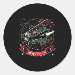 Plane Lot Ugly Christmas Sweater Airplane Operator Classic Round Sticker