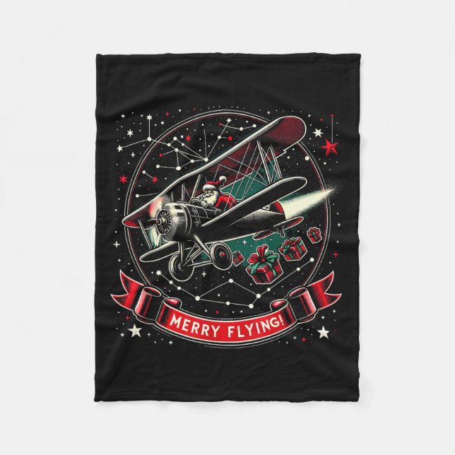 Plane Lot Ugly Christmas Sweater Airplane Operator Fleece Blanket (Front)
