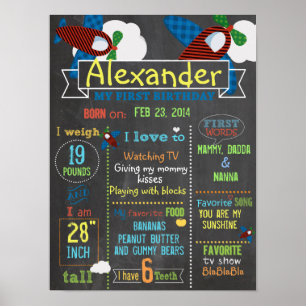 Plane Party first birthday sign poster