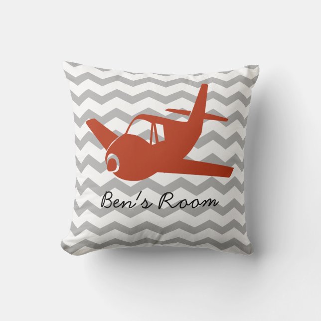 Plane Pillow in Red and Grey | Template (Front)