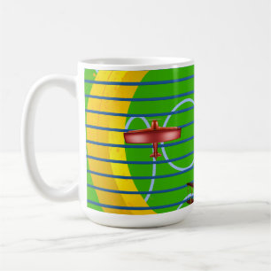 Plane pink on Gold Green Coffee Mug