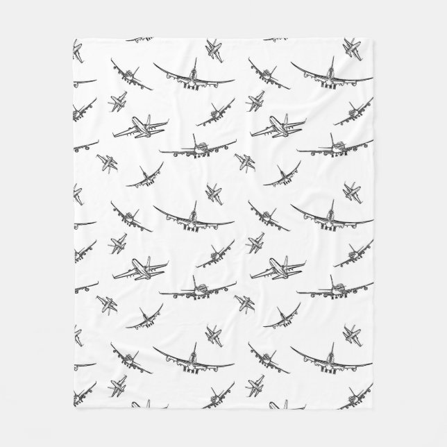 Plane Sketches // Fleece Blanket (Front)
