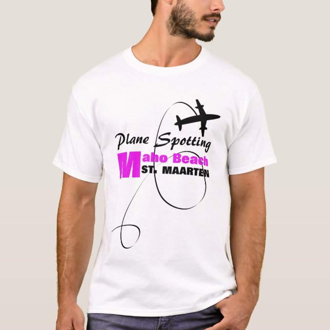 Plane Spotters Aircraft Spotting Maho  Beach T-Shirt (Front)