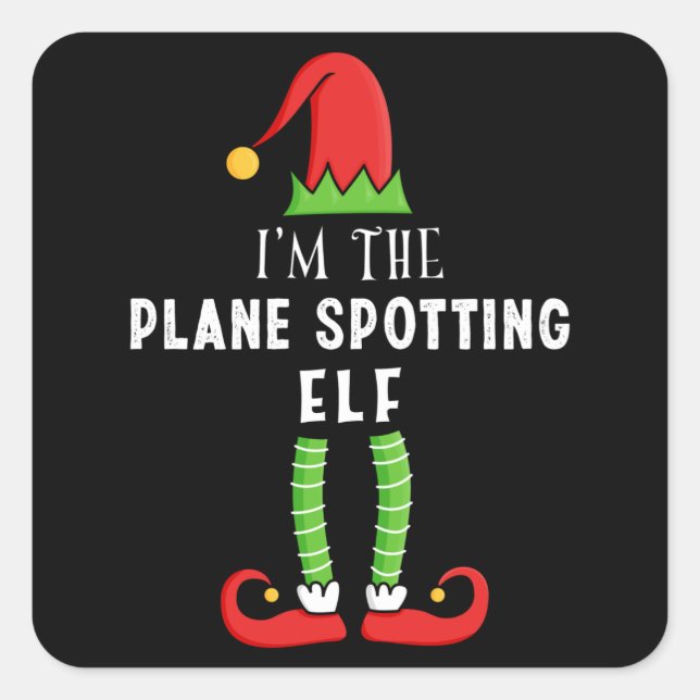 Plane spotting Elf Christmas Matching Family Gift Square Sticker (Front)